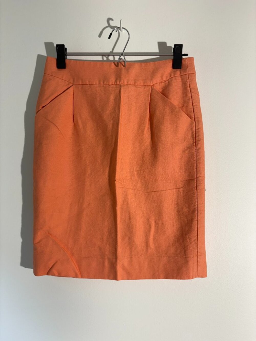 J Crew The Pencil Skirt Womens 2 Coral Orange Textured Cotton Blend Career Work